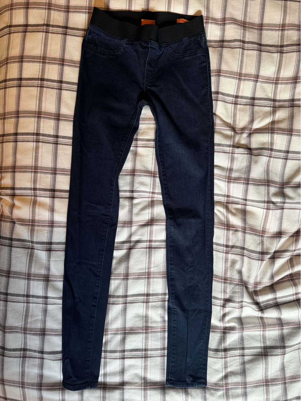 Navy blue Tory Burch jean-leggings with gold details